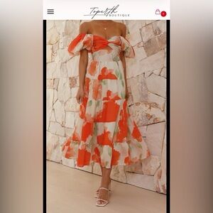 Toperth Boutique Floral Off-Shoulder Midi Dress